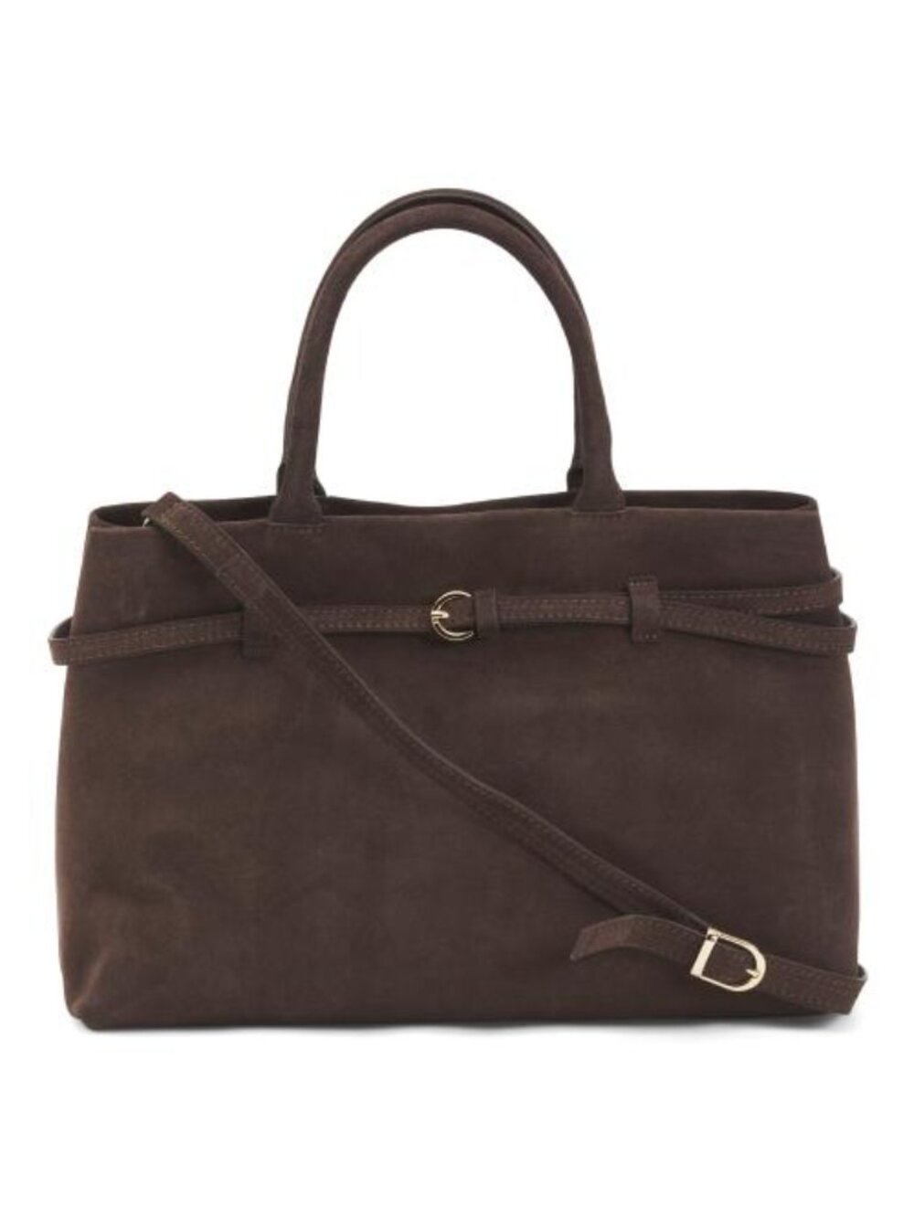 MY BEST BAG Made In Italy Suede Belted Satchel
